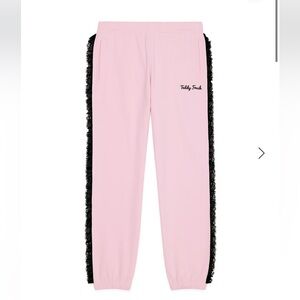 Teddy fresh lace trim sweatpants joggers pink black NWT